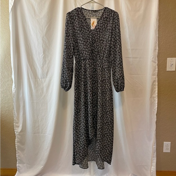 PrettyGarden Dresses & Skirts - NWT Prettygarden Cottagecore Prairie Boho Floral Faux Wrap High Low Dress Size M